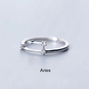 *925 Sterling Silver Zodiac Resizable Ring-Aries